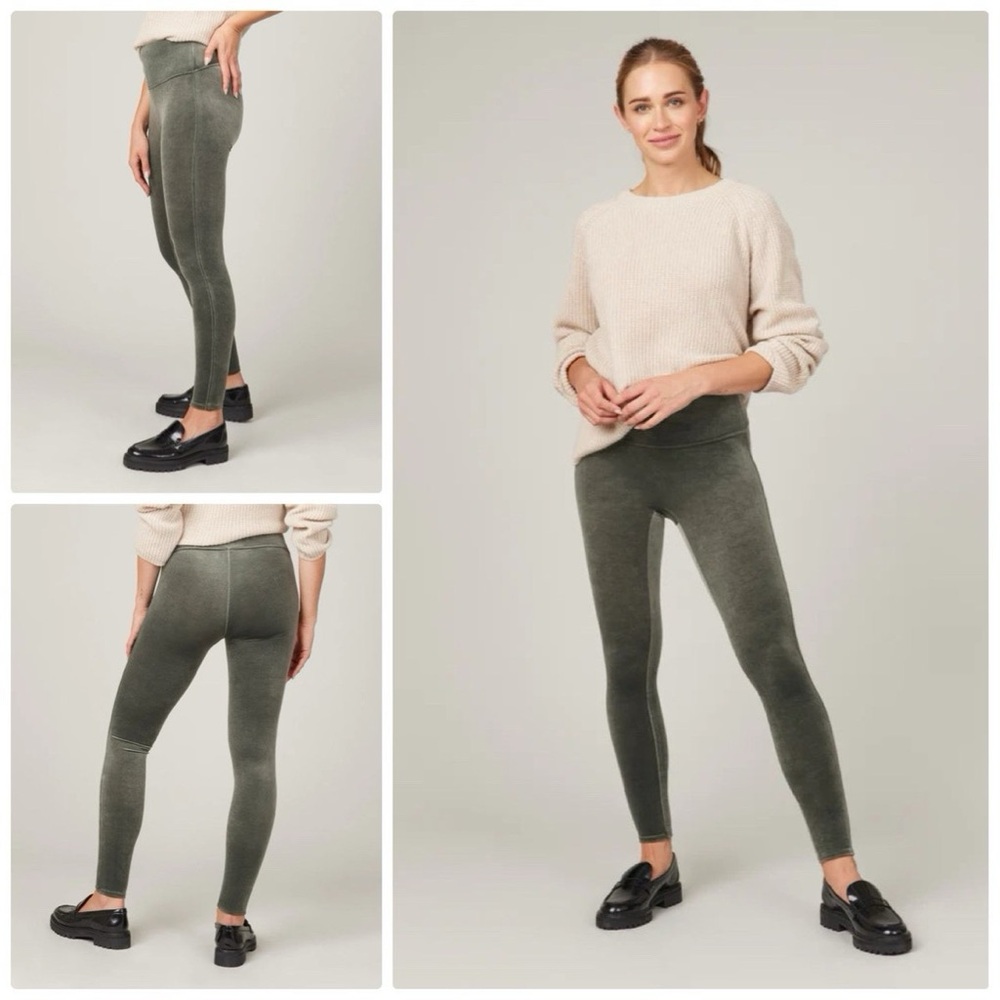 Spanx Velvet Leggings in Dark Palm